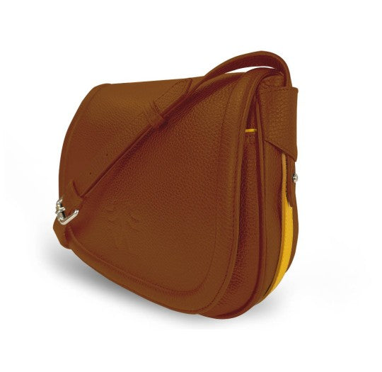 Sac à main marron liseré jaune Vens