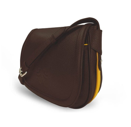 Sac à main marron liseré jaune Vens